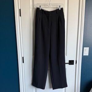 Navy Wide-Leg Trousers “ Aritzia Effortless Pant”